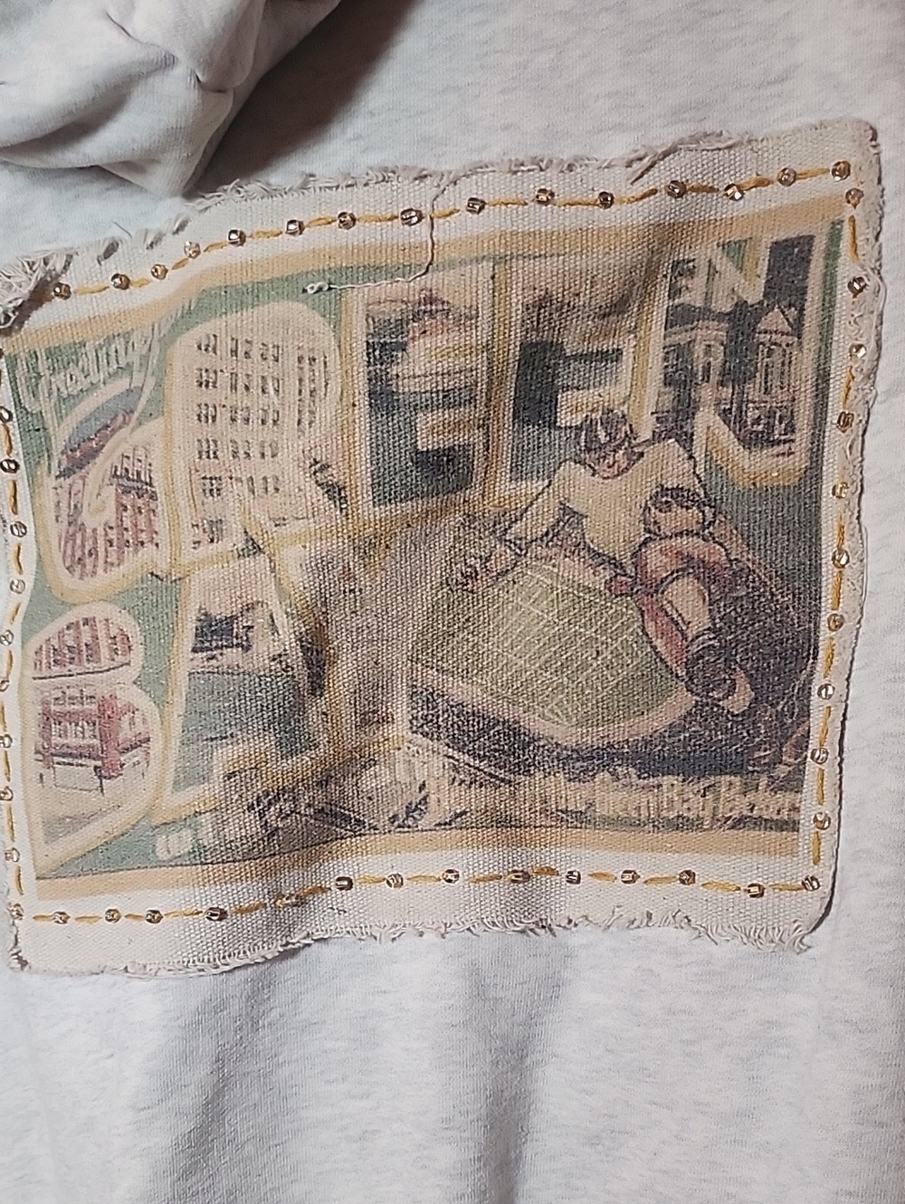 Upcycled Green Bay Packer Graphic Zip-Up Hoodie in Gray